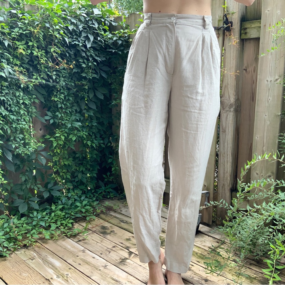 Gorgeous Natural Linen High Waisted Pants